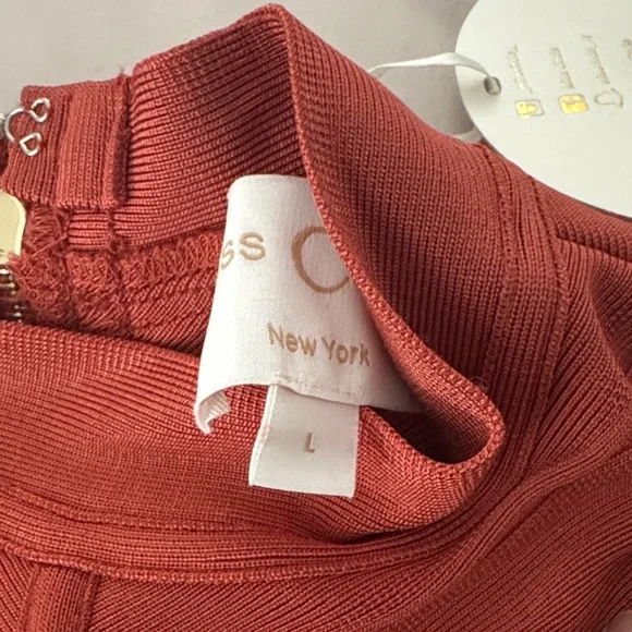 Miss Circle Long Sleeve Rust Dress Bandage Dress - Picture 3 of 4